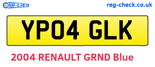 YP04GLK are the vehicle registration plates.
