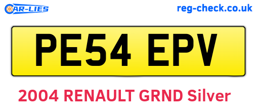 PE54EPV are the vehicle registration plates.