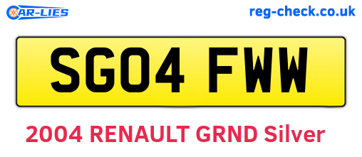 SG04FWW are the vehicle registration plates.