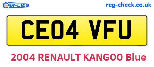 CE04VFU are the vehicle registration plates.