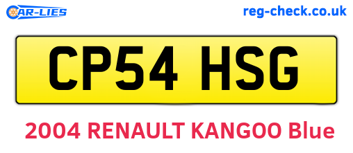 CP54HSG are the vehicle registration plates.