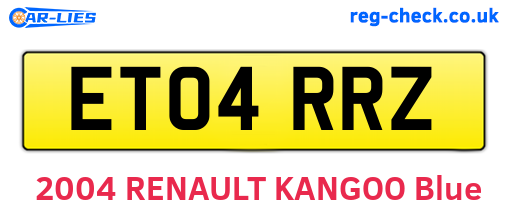 ET04RRZ are the vehicle registration plates.