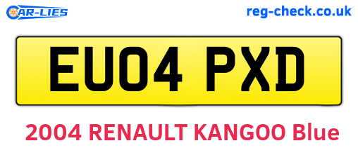EU04PXD are the vehicle registration plates.