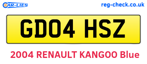 GD04HSZ are the vehicle registration plates.
