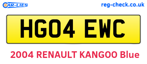 HG04EWC are the vehicle registration plates.