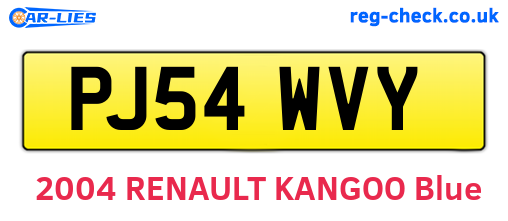 PJ54WVY are the vehicle registration plates.