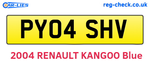 PY04SHV are the vehicle registration plates.