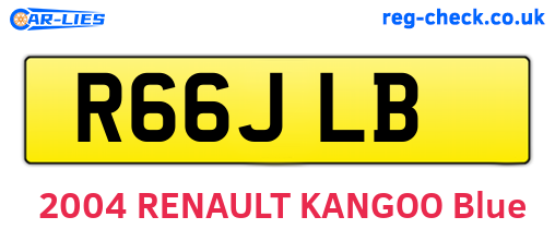 R66JLB are the vehicle registration plates.