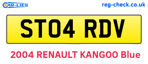 ST04RDV are the vehicle registration plates.