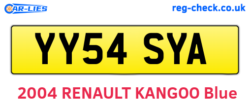 YY54SYA are the vehicle registration plates.
