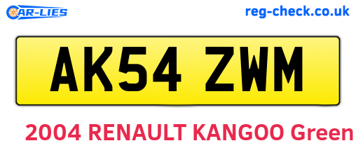 AK54ZWM are the vehicle registration plates.
