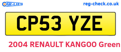 CP53YZE are the vehicle registration plates.