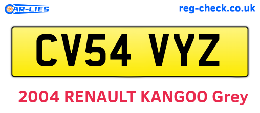 CV54VYZ are the vehicle registration plates.