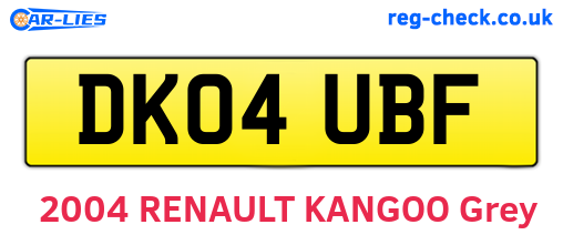 DK04UBF are the vehicle registration plates.