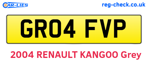 GR04FVP are the vehicle registration plates.