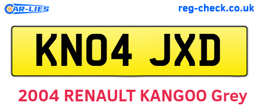 KN04JXD are the vehicle registration plates.