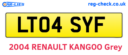 LT04SYF are the vehicle registration plates.