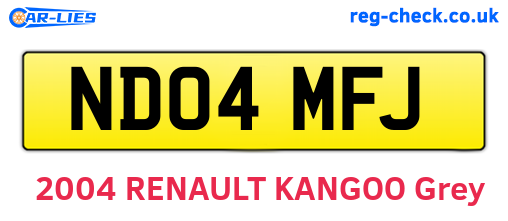ND04MFJ are the vehicle registration plates.