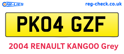 PK04GZF are the vehicle registration plates.