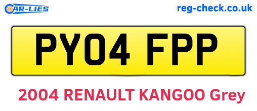 PY04FPP are the vehicle registration plates.