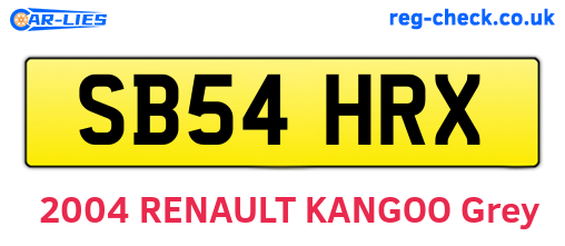 SB54HRX are the vehicle registration plates.