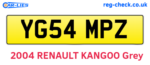 YG54MPZ are the vehicle registration plates.