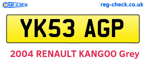 YK53AGP are the vehicle registration plates.