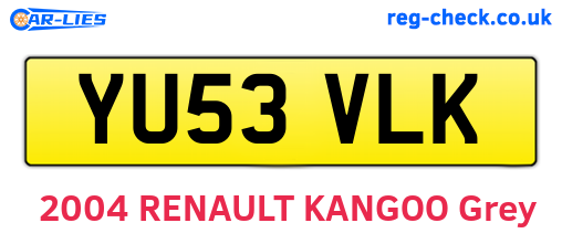 YU53VLK are the vehicle registration plates.