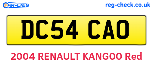 DC54CAO are the vehicle registration plates.