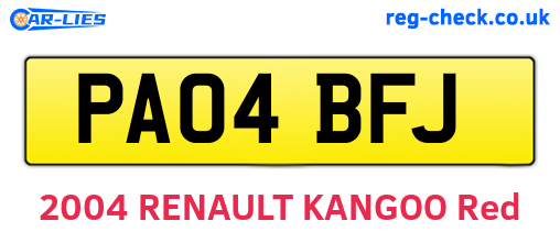 PA04BFJ are the vehicle registration plates.