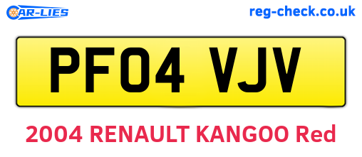 PF04VJV are the vehicle registration plates.