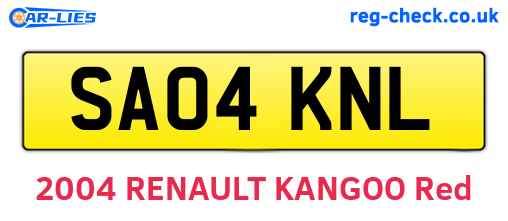 SA04KNL are the vehicle registration plates.