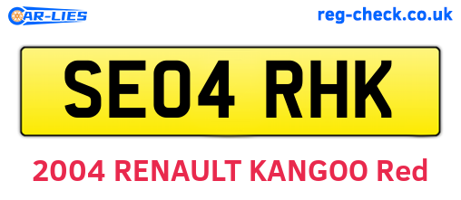 SE04RHK are the vehicle registration plates.