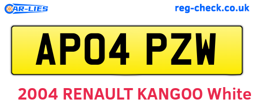AP04PZW are the vehicle registration plates.