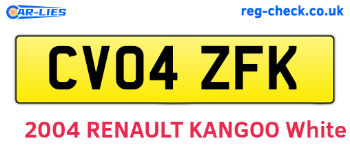 CV04ZFK are the vehicle registration plates.