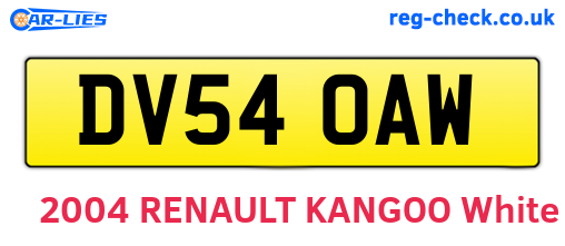 DV54OAW are the vehicle registration plates.