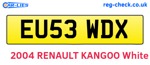 EU53WDX are the vehicle registration plates.