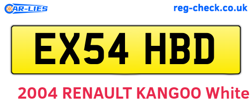 EX54HBD are the vehicle registration plates.