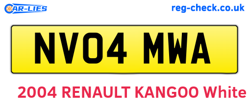 NV04MWA are the vehicle registration plates.