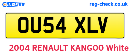 OU54XLV are the vehicle registration plates.