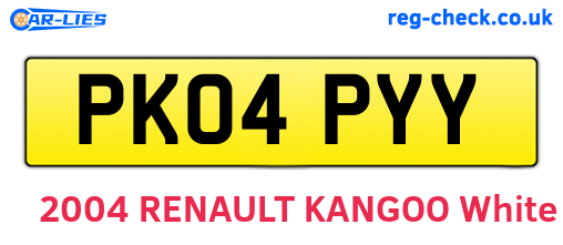 PK04PYY are the vehicle registration plates.