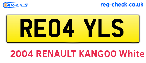 RE04YLS are the vehicle registration plates.