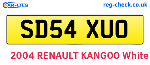 SD54XUO are the vehicle registration plates.