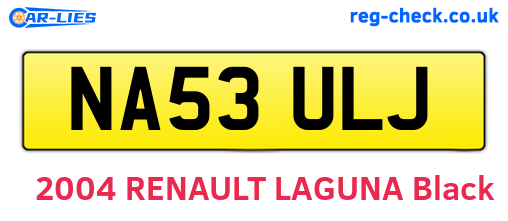 NA53ULJ are the vehicle registration plates.