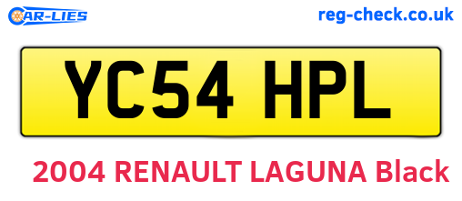 YC54HPL are the vehicle registration plates.