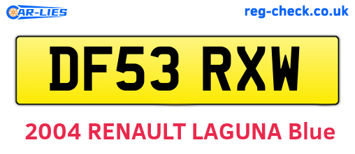 DF53RXW are the vehicle registration plates.