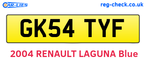GK54TYF are the vehicle registration plates.