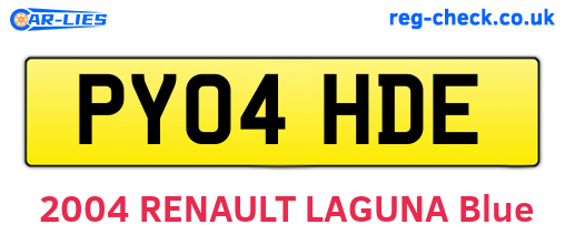 PY04HDE are the vehicle registration plates.