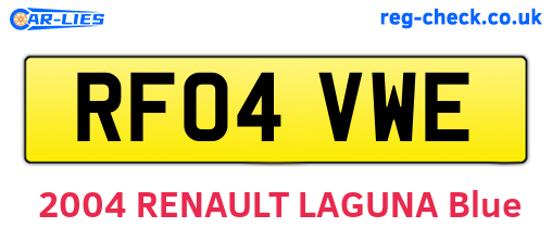 RF04VWE are the vehicle registration plates.