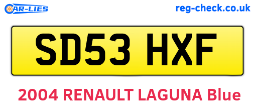 SD53HXF are the vehicle registration plates.